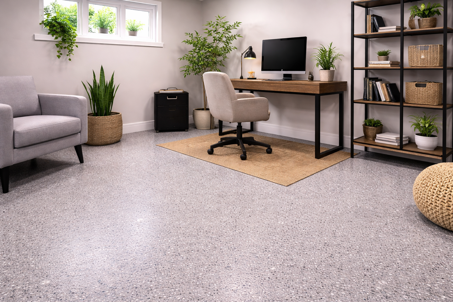 Overlay system for a home office floor